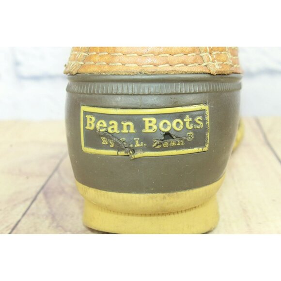 LL Bean Brown Unlined Ankle Duck Boots 8" Leather Lace Up Round Toe Size 7 M - Picture 8 of 11